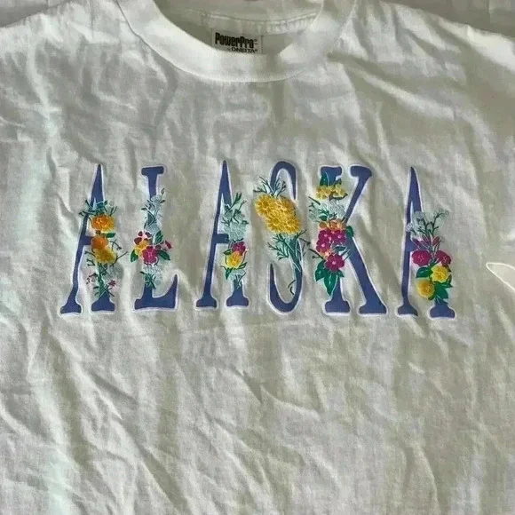 Floral alaska white graphic t shirt XL cottagecore prairie - Picture 2 of 4
